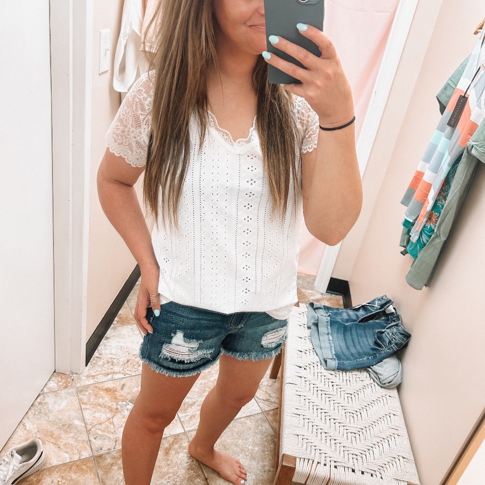 Morrow White Lace V-neck